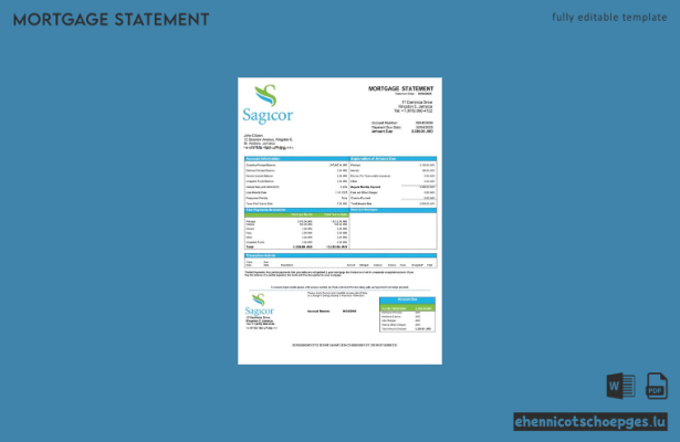 Beispiel eines Hypothekenauszugs der Jamaica Sagicor Bank Jamaica Limited (Word- und PDF-Datei)